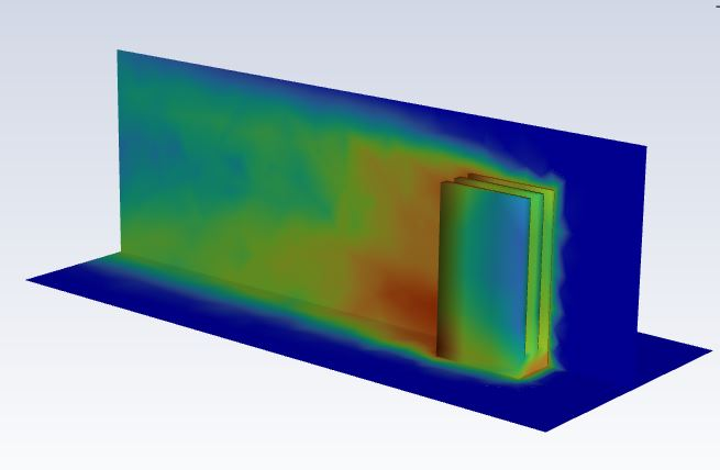 CFD temperature contour around a heatsink